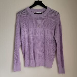 Calvin Klein Light Purple Women's Mesh Sweater Size Medium Crew Neck NWT
